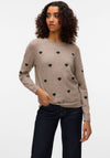 Vero Moda Doffy Heart Knit Jumper, Beige