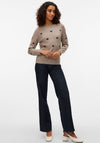Vero Moda Doffy Heart Knit Jumper, Beige