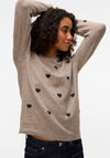 Vero Moda Doffy Heart Knit Jumper, Beige