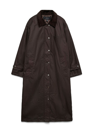 Vero Moda Zodiac Cord Collar Long Coat, Brown