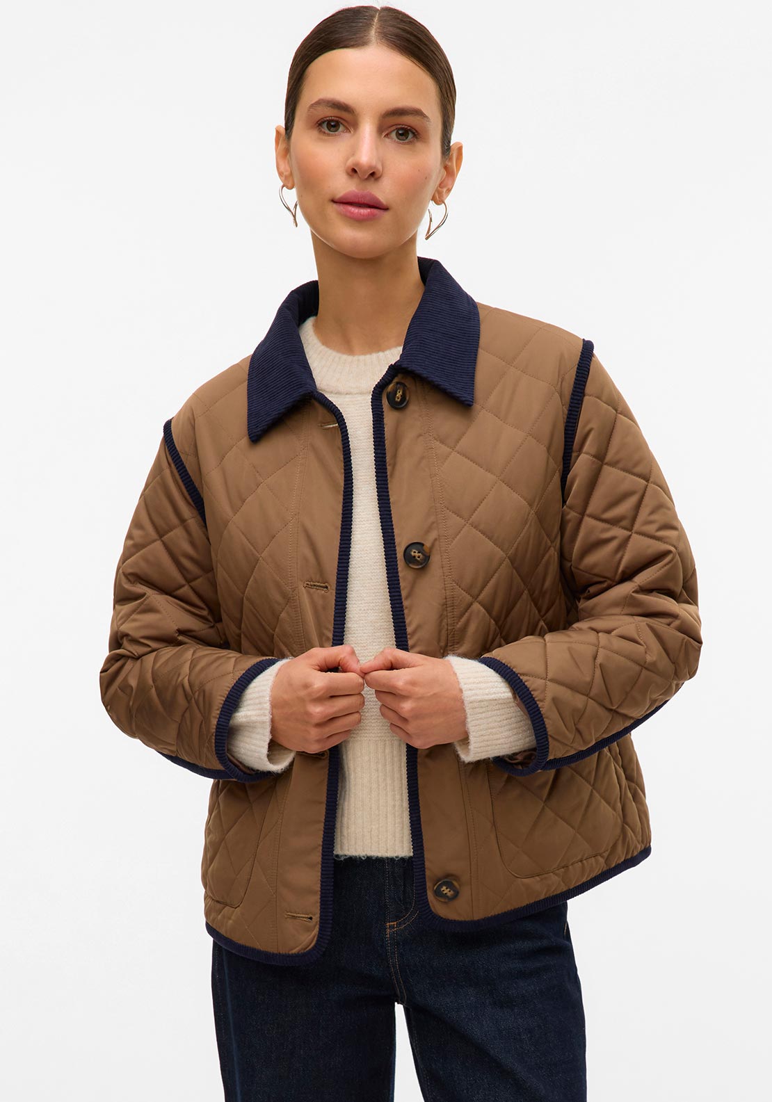 Vero Moda Emily Quilted Short Jacket, Brown