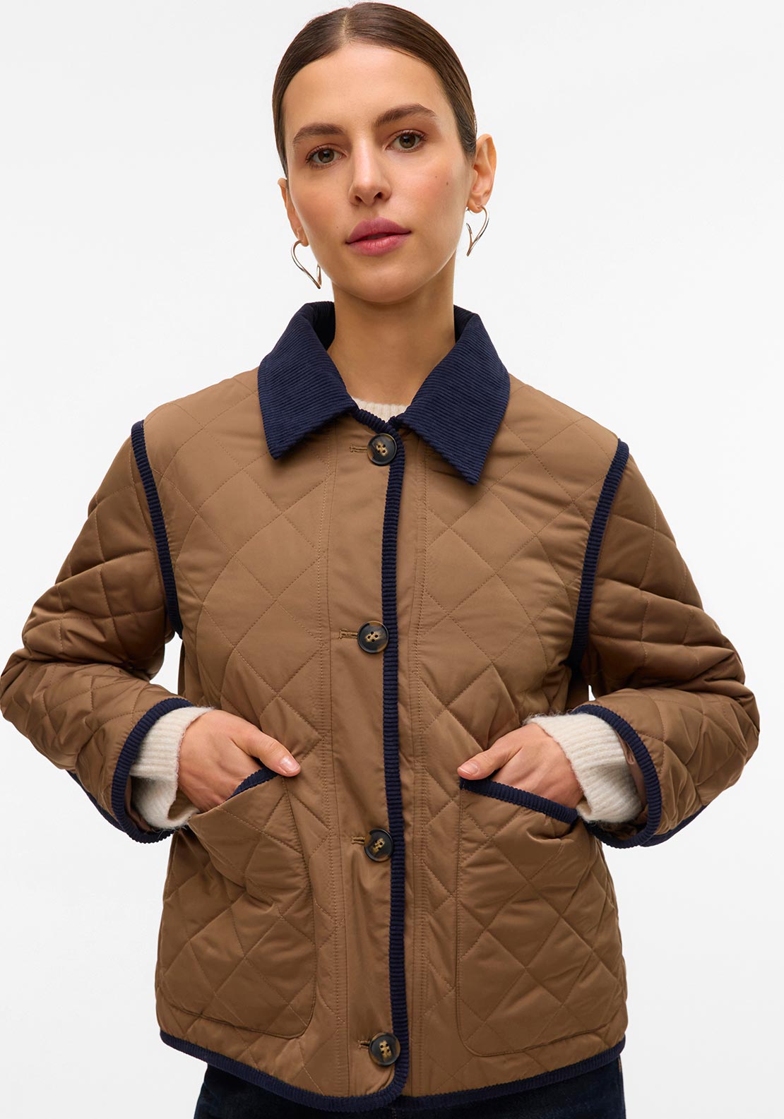 Vero Moda Emily Quilted Short Jacket, Brown