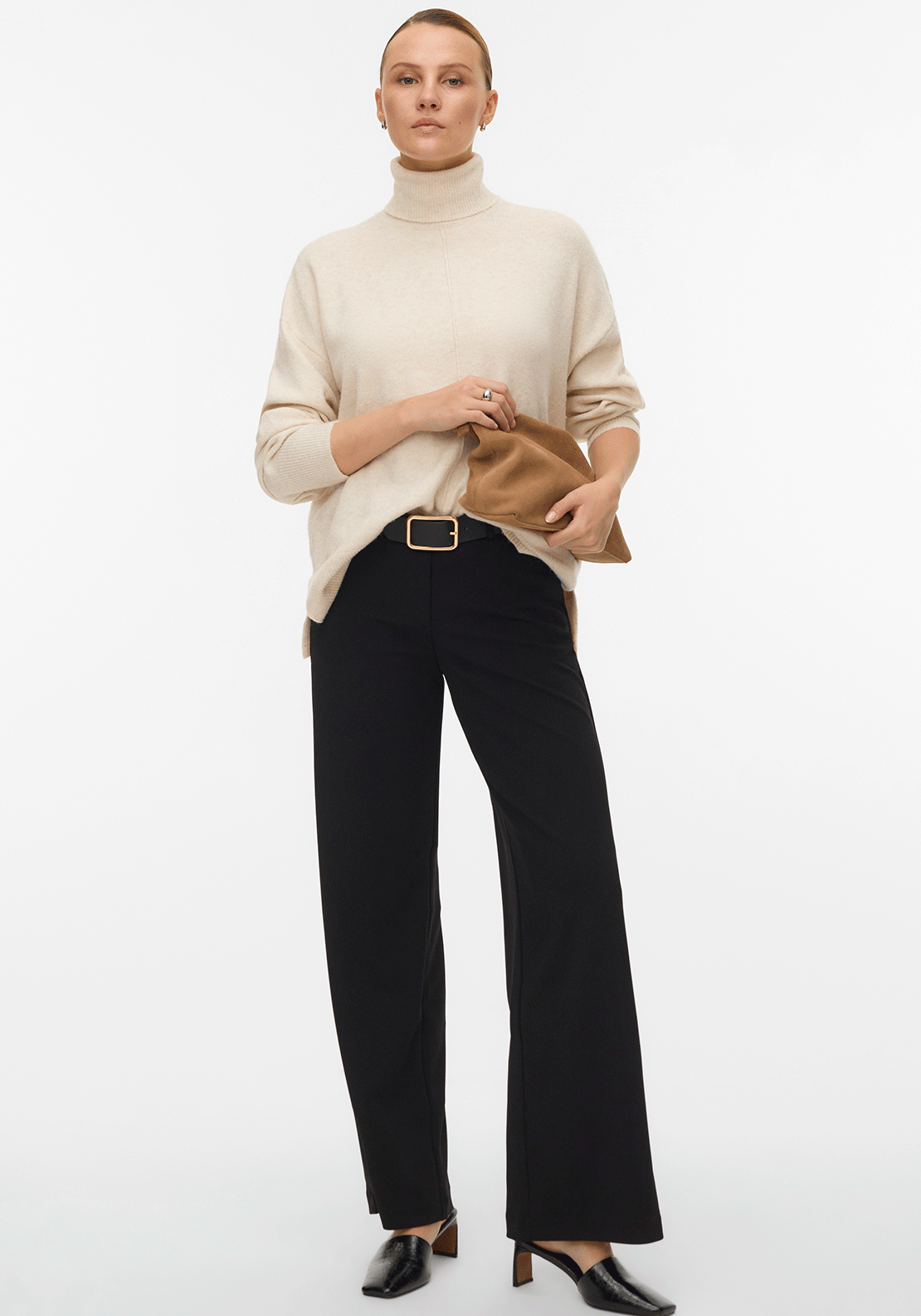 Vero Moda Doffy High Roll Neck Knit Jumper, Birch