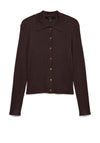 Vero Moda Vadin Ribbed Polo Neck Cardigan, Brown