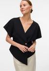 Vero Moda Sonja V Neck Button Wrap Top, Black