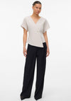 Vero Moda Sonja V Neck Button Wrap Top, Beige