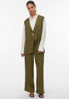 Vero Moda Kylan Pinstripe Wide Leg Trousers, Green