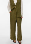 Vero Moda Kylan Pinstripe Wide Leg Trousers, Green
