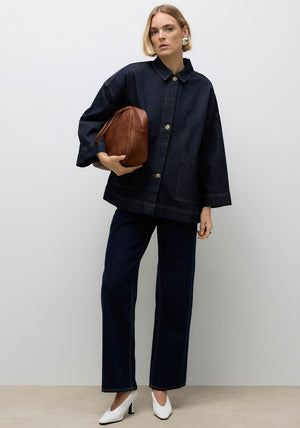 Vero Moda Verena Oversized Denim Jacket, Dark Blue