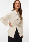 Vero Moda Sazzy Rose Belt Cotton Jacket, Cream