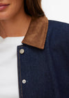 Vero Moda Novie Suede Collar Denim Jacket, Dark Blue