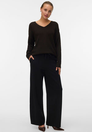 Vero Moda Eva Wide Leg Drawstring Trousers, Black