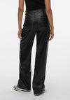 Vero Moda Daisy Faux Leather Wide Leg Trousers, Black
