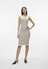 Vero Moda Gizelle Rib Stripe Midi Dress, Birch & Black