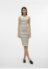 Vero Moda Gizelle Rib Stripe Midi Dress, Birch & Black