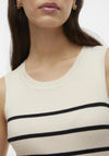 Vero Moda Gizelle Rib Stripe Midi Dress, Birch & Black