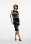 Vero Moda Gizelle Rib Stripe Midi Dress, Black
