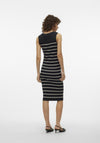 Vero Moda Gizelle Rib Stripe Midi Dress, Black