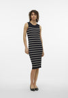 Vero Moda Gizelle Rib Stripe Midi Dress, Black