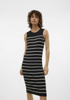 Vero Moda Gizelle Rib Stripe Midi Dress, Black