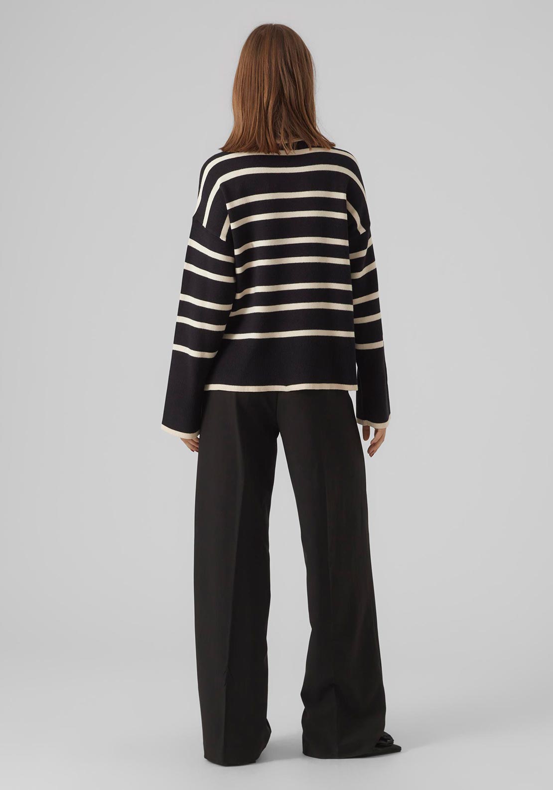 Vero Moda Saba Striped Rollneck Sweater, Black