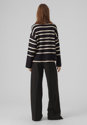 Vero Moda Saba Striped Rollneck Sweater, Black