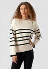 Vero Moda Saba Stripe Print Sweater, Birch & Black