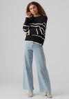 Vero Moda Saba Stripe Print Sweater, Black