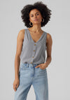Vero Moda Bumpy Stripe V Neck Top, India Ink & Snow White