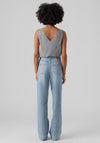 Vero Moda Bumpy Stripe V Neck Top, India Ink & Snow White