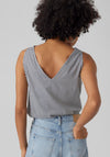 Vero Moda Bumpy Stripe V Neck Top, India Ink & Snow White