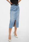 Vero Moda Veri Denim Pencil Knee Length Skirt, Light Blue