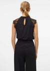 Vero Moda Milla High Neck Lace Sleeve Top, Black