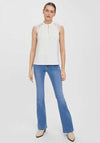 Vero Moda Milla High Neck Lace Sleeve Top, White