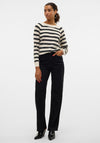 Vero Moda Doffy Striped Knit Jumper, Beige and Black