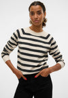 Vero Moda Doffy Striped Knit Jumper, Beige and Black