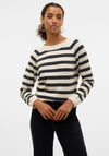 Vero Moda Doffy Striped Knit Jumper, Beige and Black