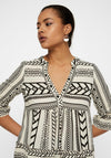 Vero Moda Aztec Print Tunic Smock Mini Dress, Ibiza Black & Birch