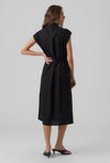 Vero Moda Mymilo Linen Blend Shirt Midi Dress, Black