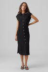 Vero Moda Mymilo Linen Blend Shirt Midi Dress, Black