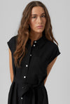 Vero Moda Mymilo Linen Blend Shirt Midi Dress, Black
