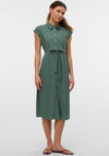 Vero Moda Mymilo Linen Blend Shirt Midi Dress, Green