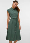 Vero Moda Mymilo Linen Blend Shirt Midi Dress, Green