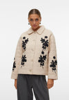 Vero Moda Laura Embroidered Short Quilted Jacket, Oatmeal