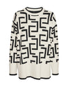 Vero Moda Saba Geo Art Knit Jumper, Birch & Black