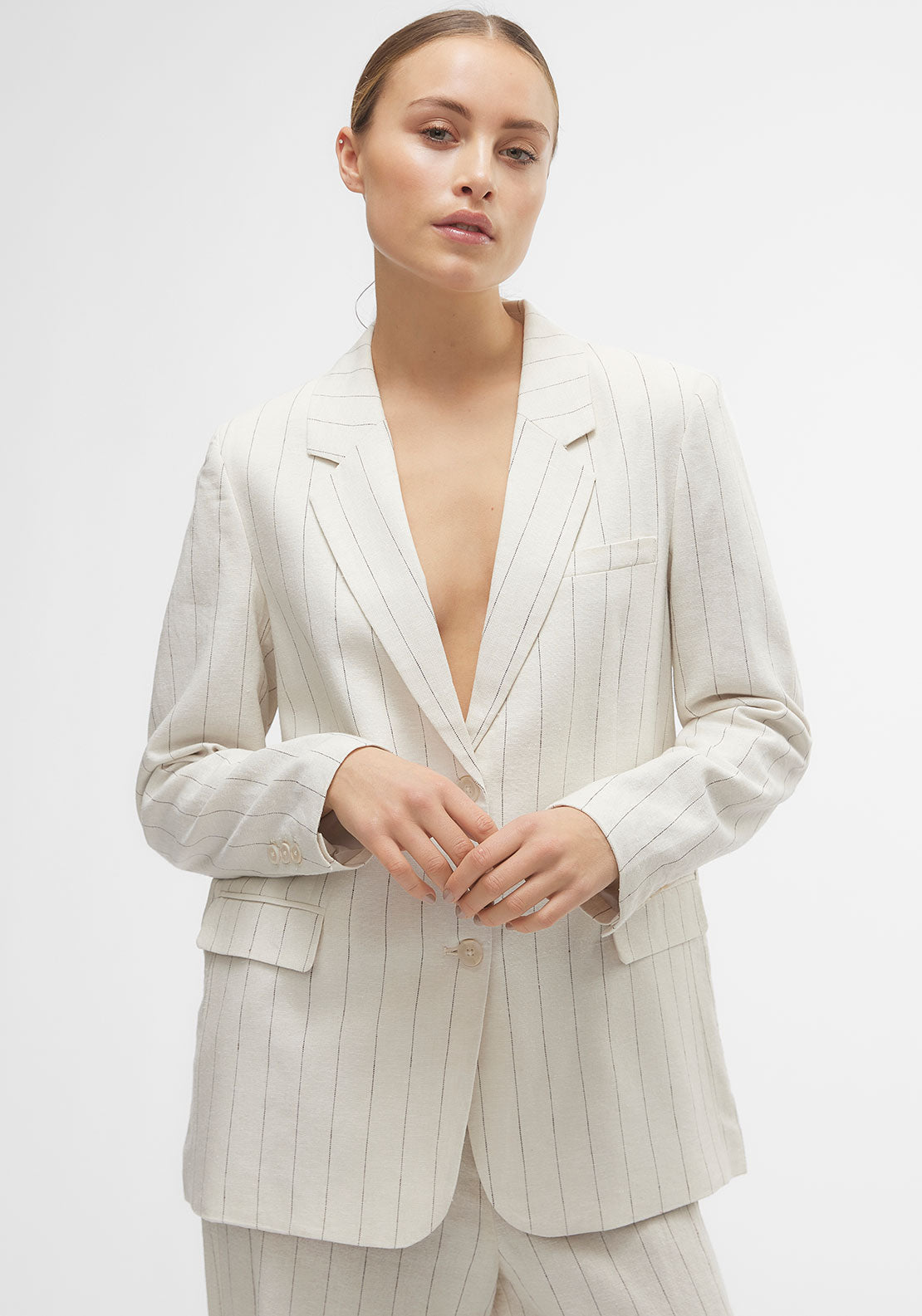 Vero Moda Mindy Pinstripe Blazer, Beige