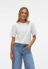 Vero Moda Emily Broderie Sleeve Top, Snow White