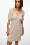 Vero Moda Mymilo Linen Blend Button Mini Dress, Silver Lining