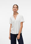 Vero Moda Mymilo V Neck Linen Top, Snow White