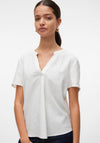Vero Moda Mymilo V Neck Linen Top, Snow White